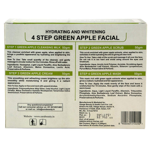 Sara Green Apple facial Kit for anti ageing & glowing skin 200gm With Radiance D-TAN® Mask 100 gm